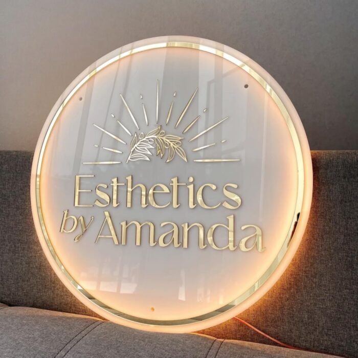 Acrylic Backlit Sign, Round Personalized Illuminated Logo Signs For Business
